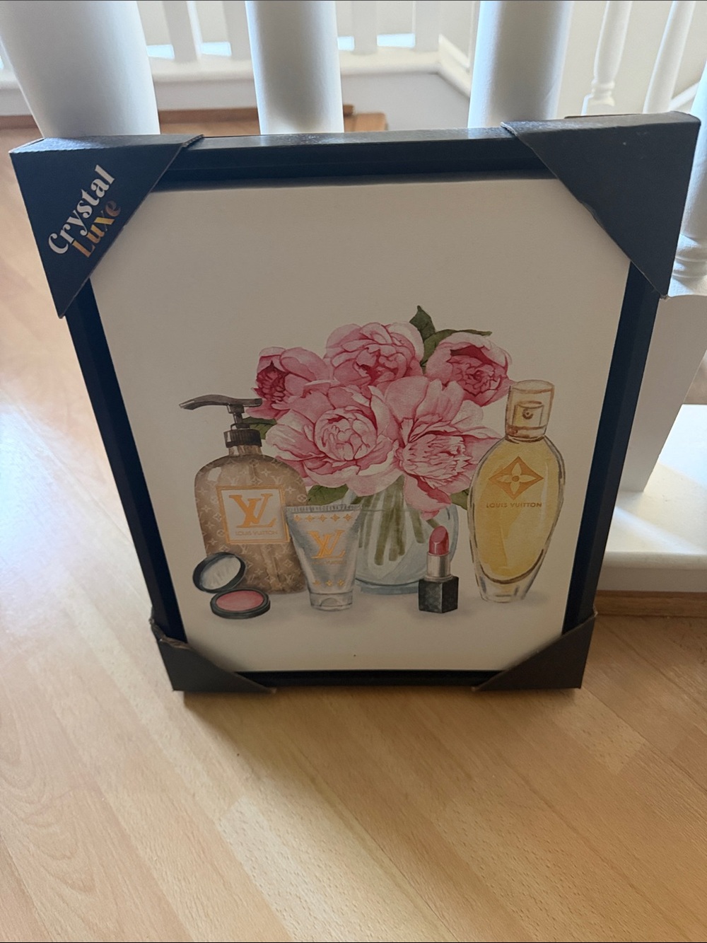 Framed Floral & Perfume Print with Pink Peonies